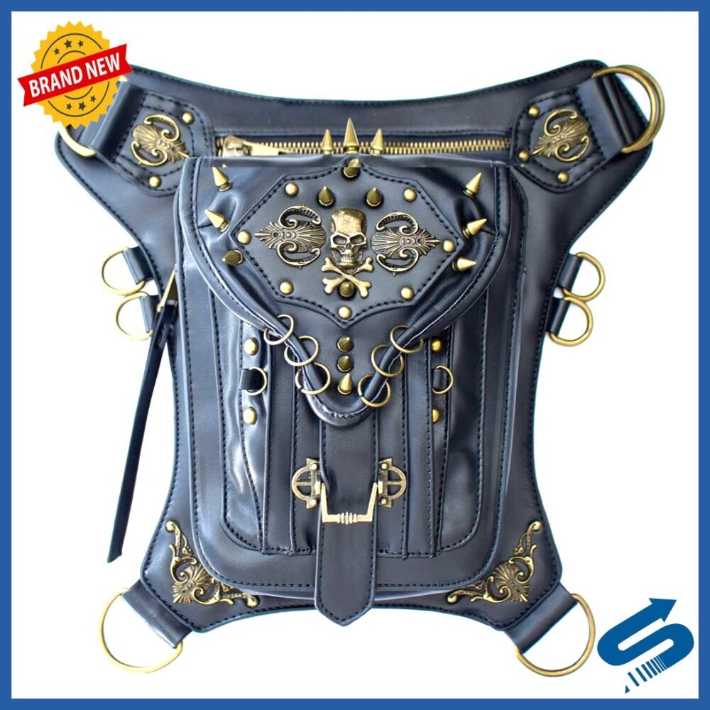 Steampunk Waist Bag Fanny Pack Thigh Holster Leather Crossbody Messenger